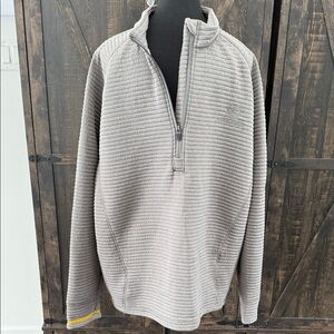 Men's Gray Textured Half-Zip Sweater 3XL